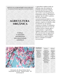 Agricultura Orgânica - Principais procedimentos para uma