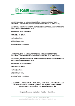 A sustentabilidade da agricultura org&acirc;nica familiar