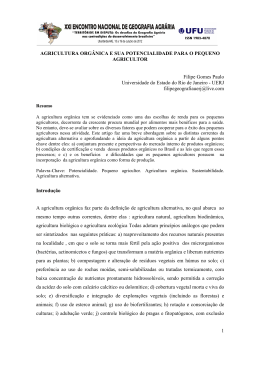 agricultura org&acirc;nica e sua potencialidade para o pequeno agricultor
