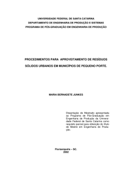 procedimentos para aproveitamento de res&iacute;duos s&oacute;lidos