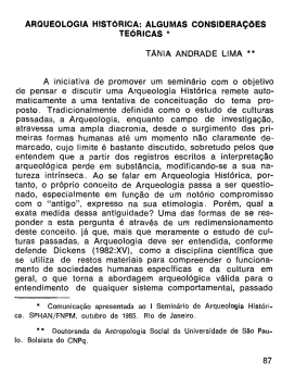 ARQUEOLOGIA HISTÓRICA: ALGUMAS CONSIDERAÇÕES