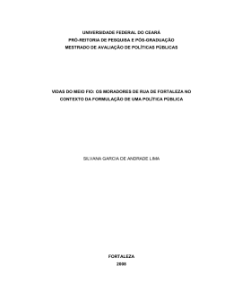 os moradores de rua de fortaleza no contexto da formulação de uma