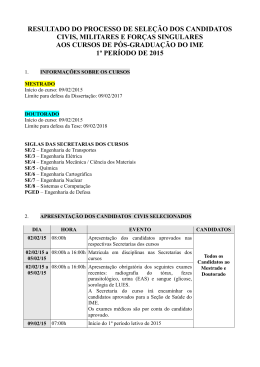 resultado do processo de sele&ccedil;&atilde;o dos candidatos civis