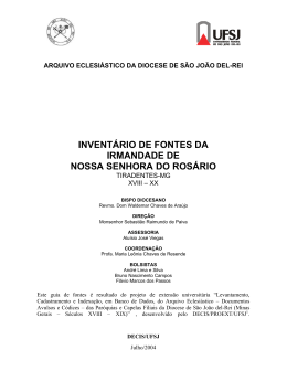 invent&aacute;rio de fontes da irmandade de nossa senhora do