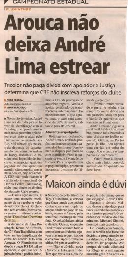 Arouca bloqueia negocia&ccedil;&atilde;o FFC CBF