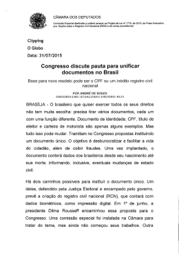 Clipping O Globo - 2 - Câmara dos Deputados