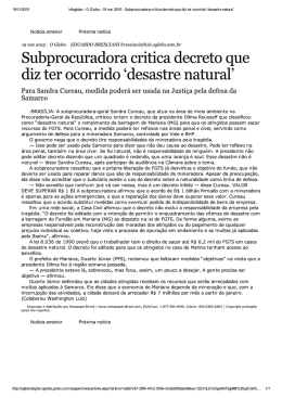 Subprocuradora critica decreto que diz ter ocorrido
