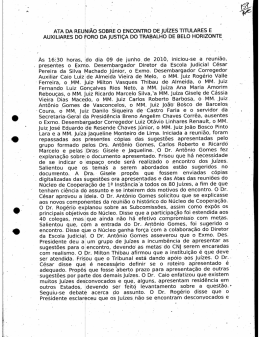 Ata Reunião em 09 de junho 2010 sobre Encontro dos Magistrados