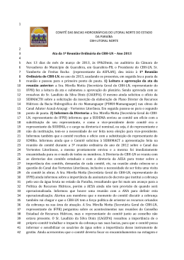 1 COMIT&Ecirc; DAS BACIAS HIDROGR&Aacute;FICAS DO LITORAL