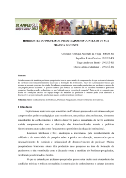 horizontes do professor-pesquisador no contexto de sua pr&aacute;tica