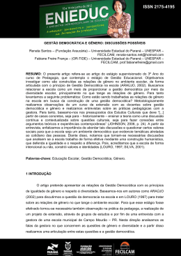 gest&atilde;o democr&aacute;tica e g&ecirc;nero: discuss&otilde;es poss&iacute;veis