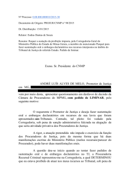 Exmo. Sr. Presidente do CNMP ANDR&Eacute; LU&Iacute;S ALVES DE MELO