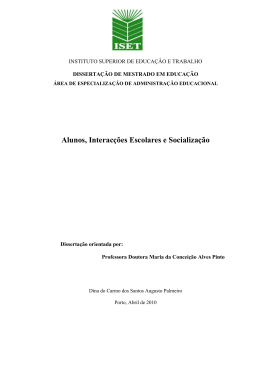 Alunos, Interac&ccedil;&otilde;es Escolares e Socializa&ccedil;&atilde;o - ISET