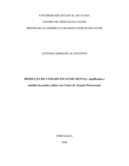 Produ&ccedil;&atilde;o do Cuidado em Sa&uacute;de Mental