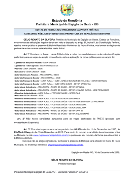 Edital de Resultado Preliminar da Prova Pr&aacute;tica