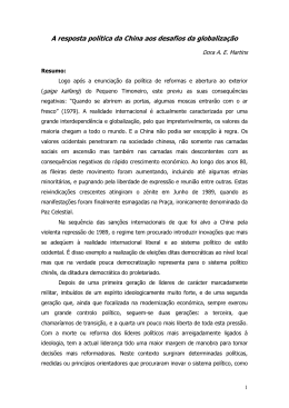 A resposta pol&iacute;tica da China aos desafios da globaliza&ccedil;&atilde;o