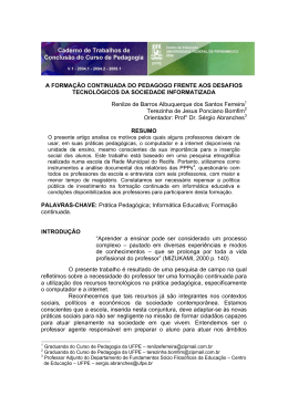 A Forma&ccedil;&atilde;o Continuada do Pedagogo frente aos Desafios