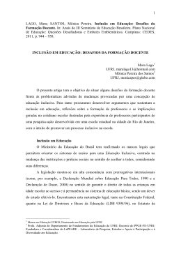 Desafios da Forma&ccedil;&atilde;o Docente. In