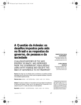 A Quest&atilde;o da Ades&atilde;o: os desafios impostos pela aids no