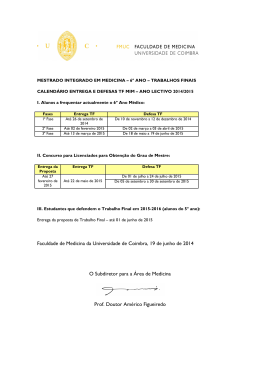 Calendário Defesas TF 6º ano 2014-2015