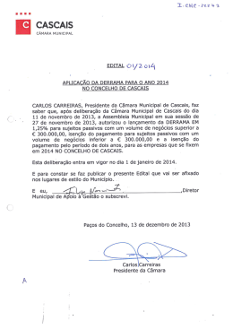 Aplica&ccedil;&atilde;o da derrama em Cascais para o ano de 2014