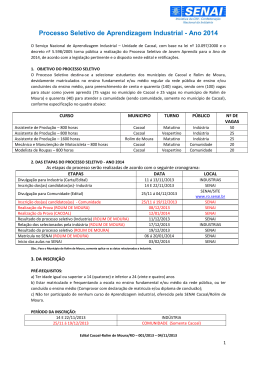 Processo Seletivo de Aprendizagem Industrial - Ano 2014