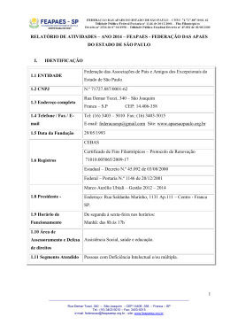 1 relat&oacute;rio de atividades &ndash; ano 2014 &ndash; feapaes