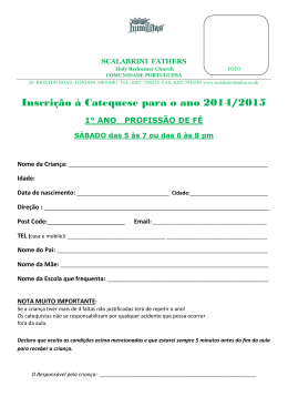 Inscrição à Catequese para o ano 2014/2015