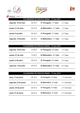 CALENDÁRIO DE PROVAS FINAIS – 4º Ano 2014 segunda, 19 de