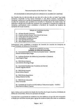Ata da Reunião de Implantação do Conselho de Usuários