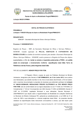 SEMOSP, visando aquisi&ccedil;&atilde;o de PE&Ccedil;AS