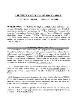 PREFEITURA MUNICIPAL DE XIQUE – XIQUE