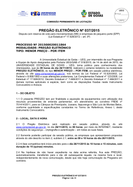PREG&Atilde;O ELETR&Ocirc;NICO N&ordm; 037/2015