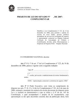 projeto de lei do senado nº , de 2007- complementar