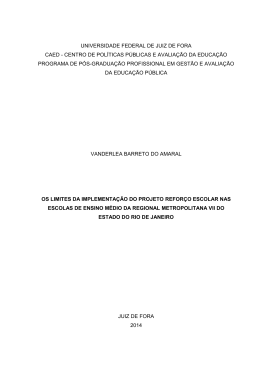 os limites da implementa&ccedil;&atilde;o do projeto refor&ccedil;o escolar nas escolas