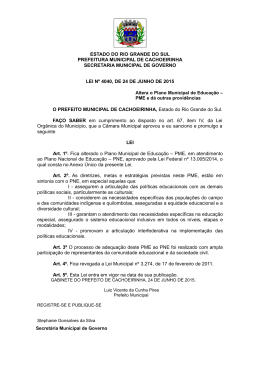 PLANO MUNICIPAL DE EDUCA&Ccedil;&Atilde;O 2015