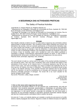 A SEGURAN&Ccedil;A DAS ACTIVIDADES PR&Aacute;TICAS The Safety of