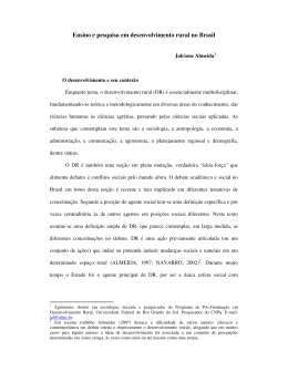 Ensino e pesquisa em desenvolvimento rural no Brasil