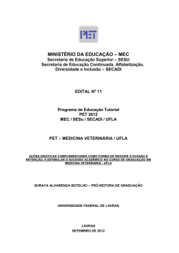 Projeto de cria&ccedil;&atilde;o do PET Medicina Veterin&aacute;ria - PRG