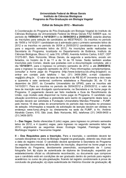 Edital - Sele&ccedil;&atilde;o 2012 - Mestrado (Biologia Vegetal)