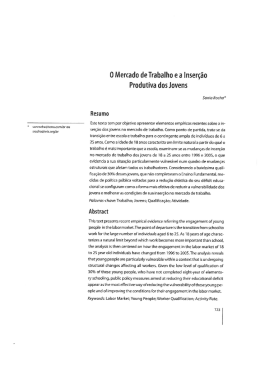 O Mercado de Trabalho e a Inserção Produtiva dos Jovens