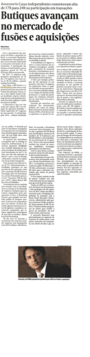 Butiques avan&ccedil;am no mercado de fus&otilde;es e aquisi&ccedil;&otilde;es - abril