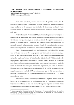 a trajet&oacute;ria escolar do jovem e o seu acesso ao mercado de trabalho
