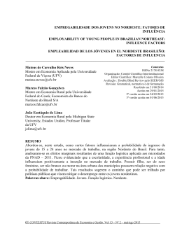 empregabilidade dos jovens no nordeste: fatores de influ&ecirc;ncia