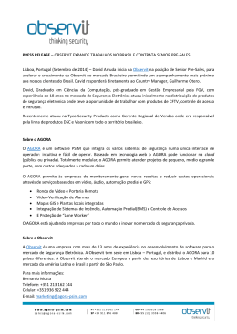 PRESS RELEASE &ndash; OBSERVIT EXPANDE TRABALHOS NO
