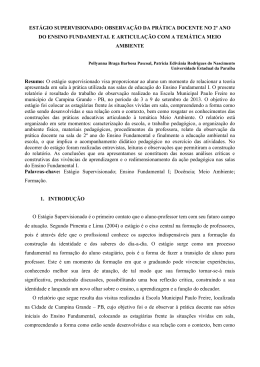 est&aacute;gio supervisionado: observa&ccedil;&atilde;o da pr&aacute;tica docente no 2&ordm; ano