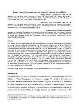 Ensino e aprendizagem cartogr&aacute;fica no primeiro ano do Ensino M&eacute;dio