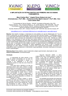 a implanta&ccedil;&atilde;o da rotina did&aacute;tica no primeiro ano do ensino