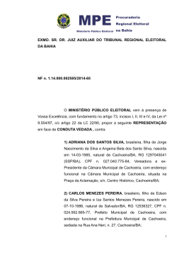 &iacute;ntegra da representa&ccedil;&atilde;o por conduta vedada - MPF-BA