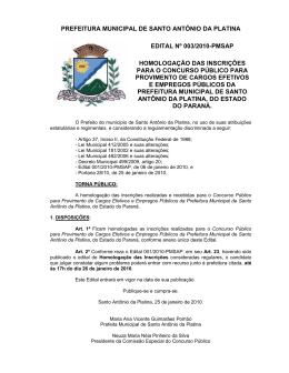 prefeitura municipal de santo ant&ocirc;nio da platina edital n&ordm;